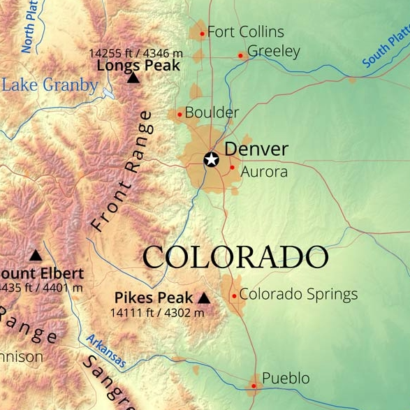 Map showing Colorado Front Range service area including Denver, Fort Collins, and Colorado Springs